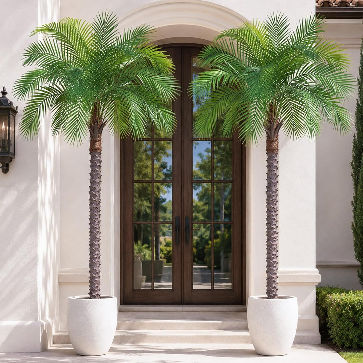 7ft Artificial Phoenix Palm Tree, Faux Coconut Silk Tropical Fake Palm Plant for Indoor Outdoor Home Office Patio Bathroom Pool Coastal Decor(Set of 2)