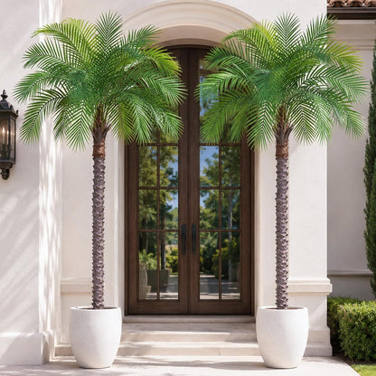 7ft Artificial Phoenix Palm Tree, Faux Coconut Silk Tropical Fake Palm Plant for Indoor Outdoor Home Office Patio Bathroom Pool Coastal Decor(Set of 2)