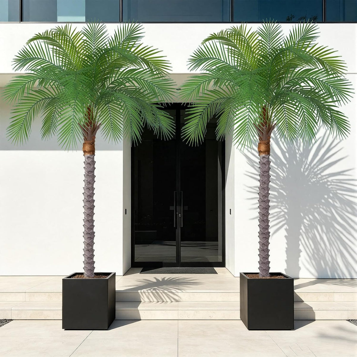 7ft Artificial Phoenix Palm Tree, Faux Coconut Silk Tropical Fake Palm Plant for Indoor Outdoor Home Office Patio Bathroom Pool Coastal Decor(Set of 2)
