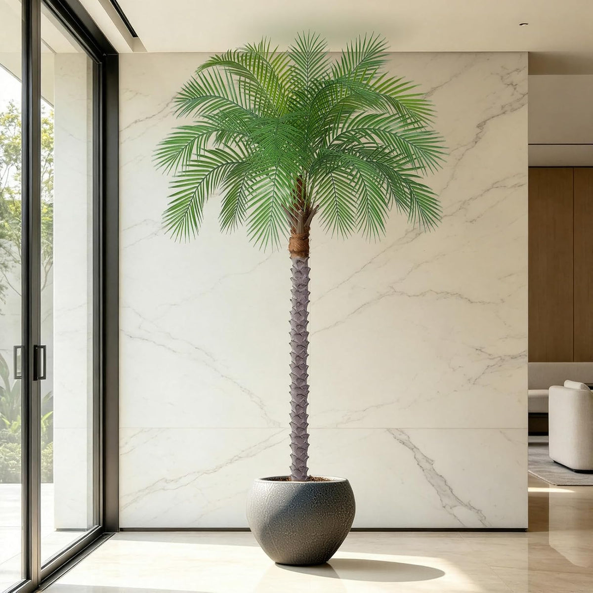 7ft Artificial Phoenix Palm Tree, Faux Coconut Silk Tropical Fake Palm Plant for Indoor Outdoor Home Office Patio Bathroom Pool Coastal Decor(Set of 2)