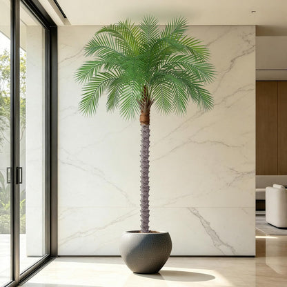 7ft Artificial Phoenix Palm Tree, Faux Coconut Silk Tropical Fake Palm Plant for Indoor Outdoor Home Office Patio Bathroom Pool Coastal Decor(Set of 2)