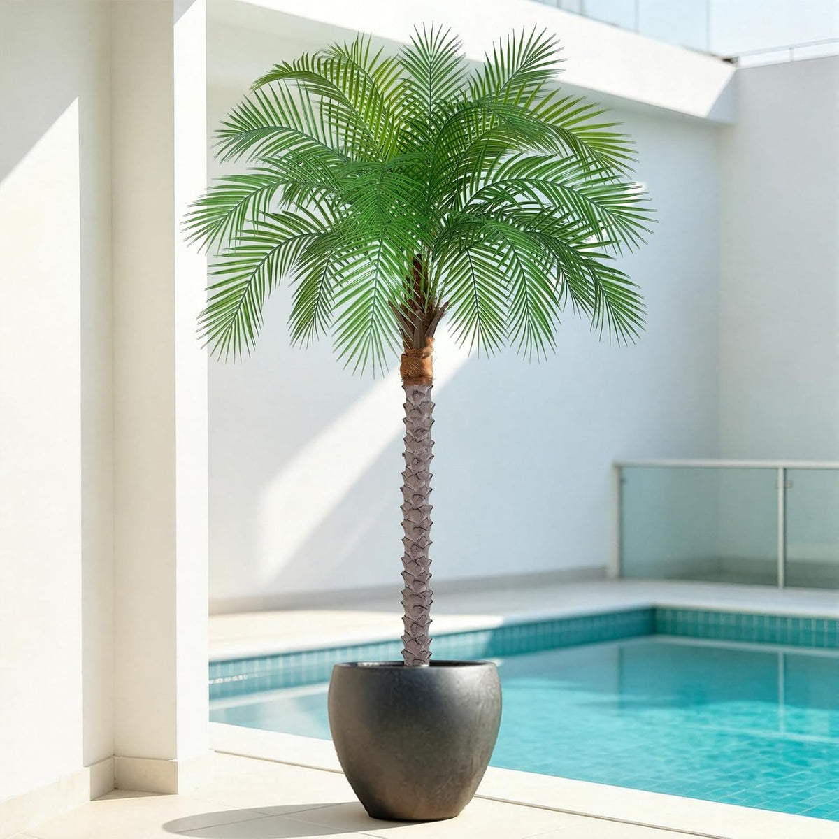 7ft Artificial Phoenix Palm Tree, Faux Coconut Silk Tropical Fake Palm Plant for Indoor Outdoor Home Office Patio Bathroom Pool Coastal Decor(Set of 2)