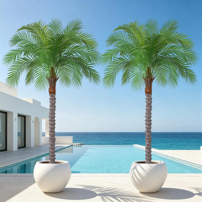 7ft Artificial Phoenix Palm Tree, Faux Coconut Silk Tropical Fake Palm Plant for Indoor Outdoor Home Office Patio Bathroom Pool Coastal Decor(Set of 2)
