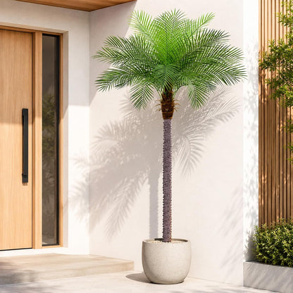 7ft Artificial Phoenix Palm Tree, Faux Coconut Silk Tropical Fake Palm Plant for Indoor Outdoor Home Office Patio Bathroom Pool Coastal Decor(Set of 2)