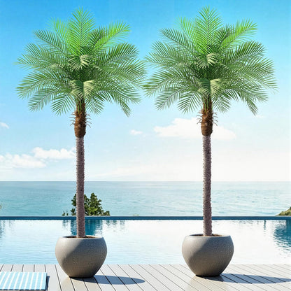 7ft Artificial Phoenix Palm Tree, Faux Coconut Silk Tropical Fake Palm Plant for Indoor Outdoor Home Office Patio Bathroom Pool Coastal Decor(Set of 2)