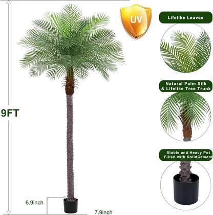 7ft Artificial Phoenix Palm Tree, Faux Coconut Silk Tropical Fake Palm Plant for Indoor Outdoor Home Office Patio Bathroom Pool Coastal Decor(Set of 2)