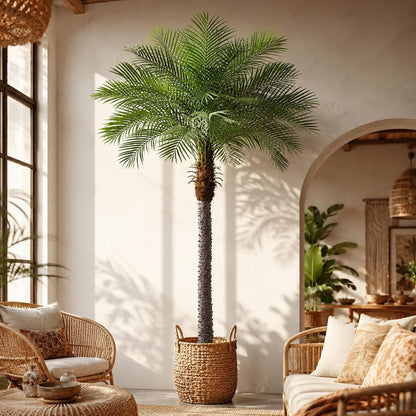 7ft Artificial Phoenix Palm Tree, Faux Coconut Silk Tropical Fake Palm Plant for Indoor Outdoor Home Office Patio Bathroom Pool Coastal Decor(Set of 2)