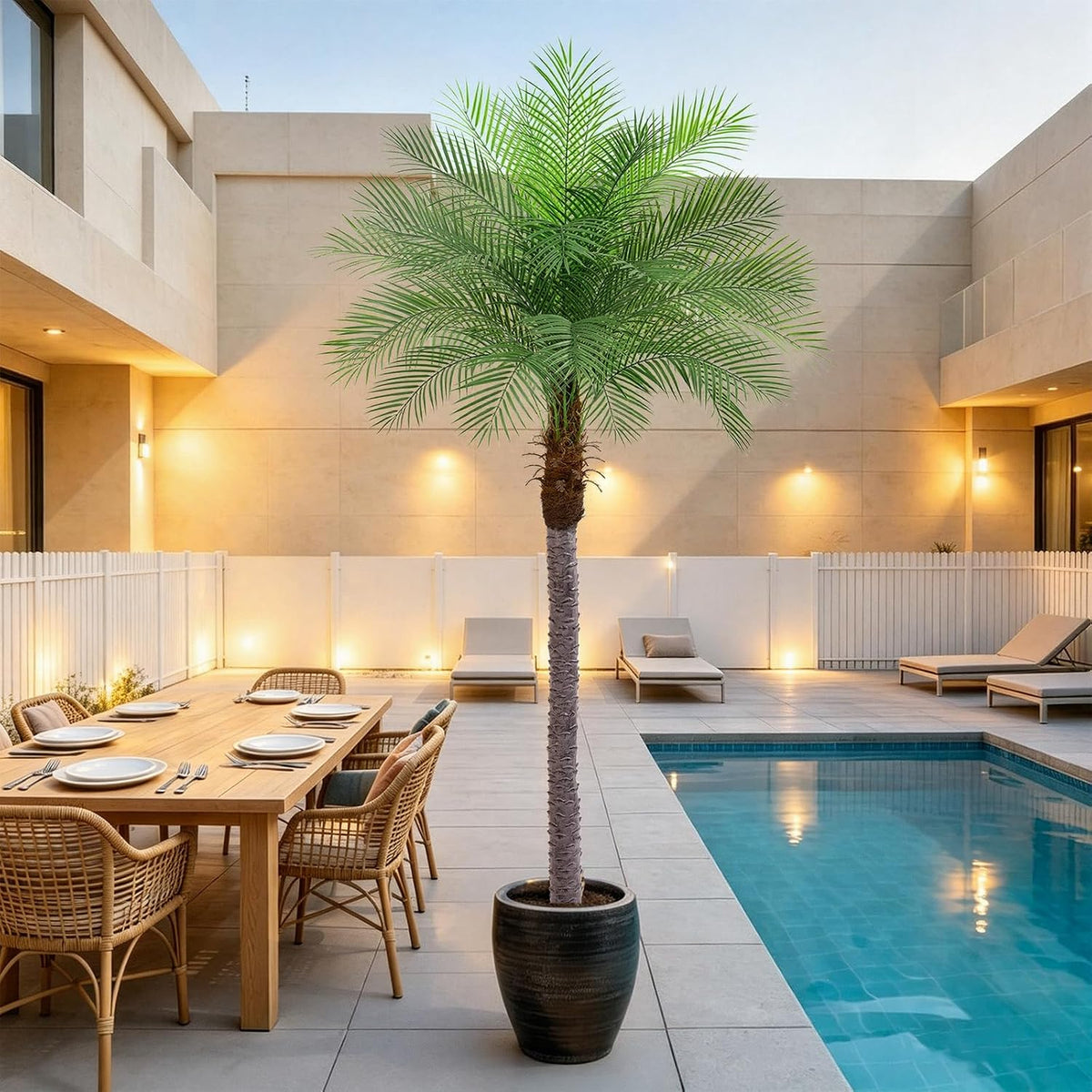 7ft Artificial Phoenix Palm Tree, Faux Coconut Silk Tropical Fake Palm Plant for Indoor Outdoor Home Office Patio Bathroom Pool Coastal Decor(Set of 2)