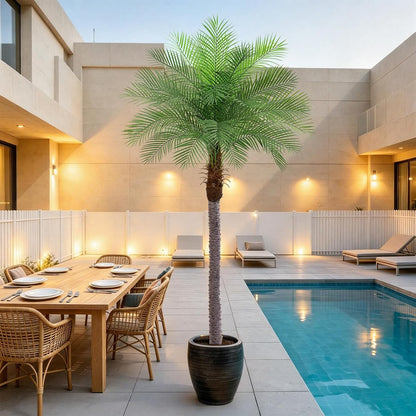 7ft Artificial Phoenix Palm Tree, Faux Coconut Silk Tropical Fake Palm Plant for Indoor Outdoor Home Office Patio Bathroom Pool Coastal Decor(Set of 2)
