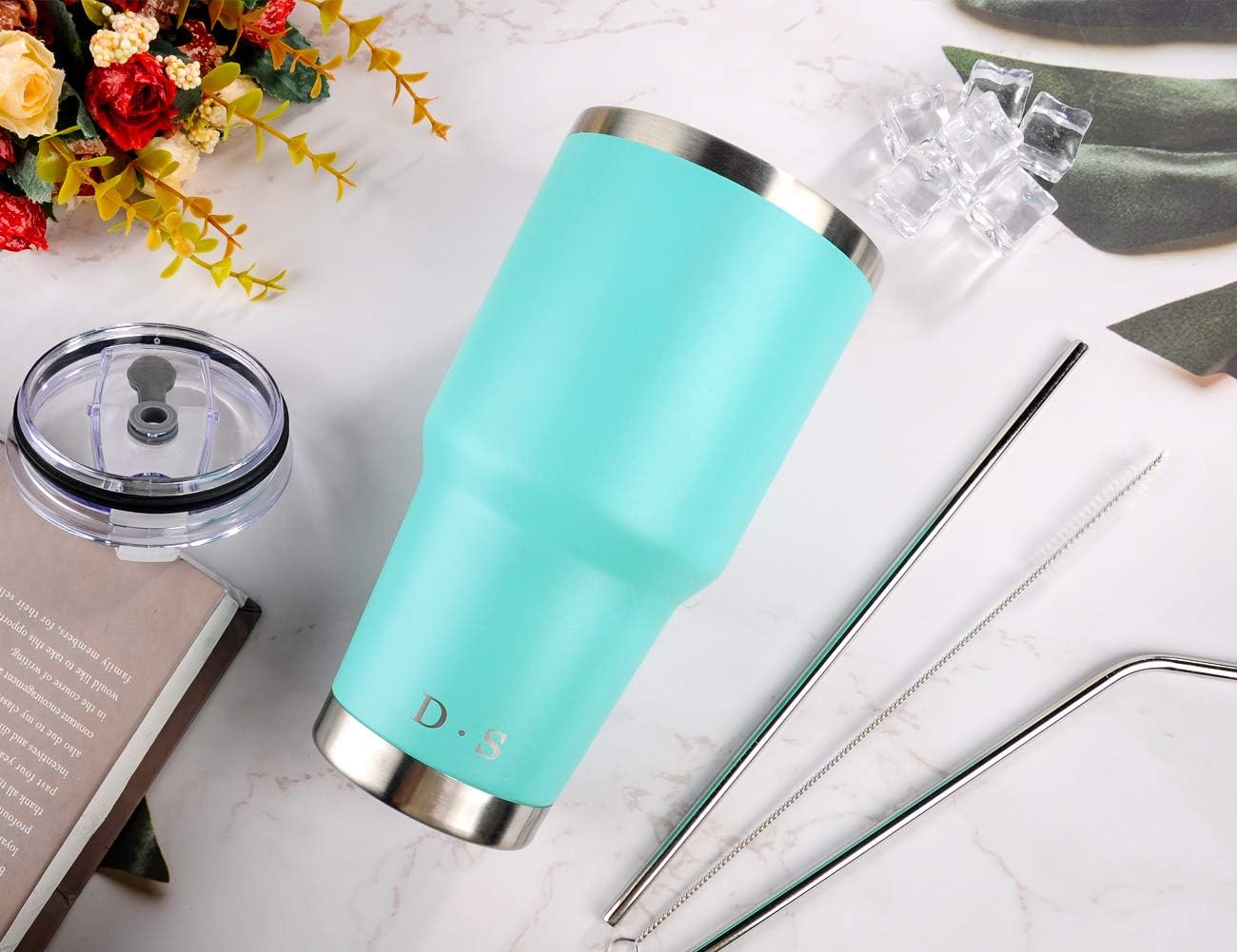 D·S 30oz Yellow Tumbler Double Wall Vacuum Insulated Travel Coffee Mug | Double Wall Vacuum Suit Cold and Hot Drink Fits in standard car cup holders With Splash-Proof Lid