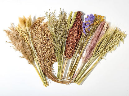 BUCATSTATE 60PCS Natural Hamster Bedding | Flowers & Herbs & Sprays for Cage Habitat Decor - Treat Cereal Grain for Dwarf Syrian Gerbils, Mice, Rat, Forage, Enrichment.