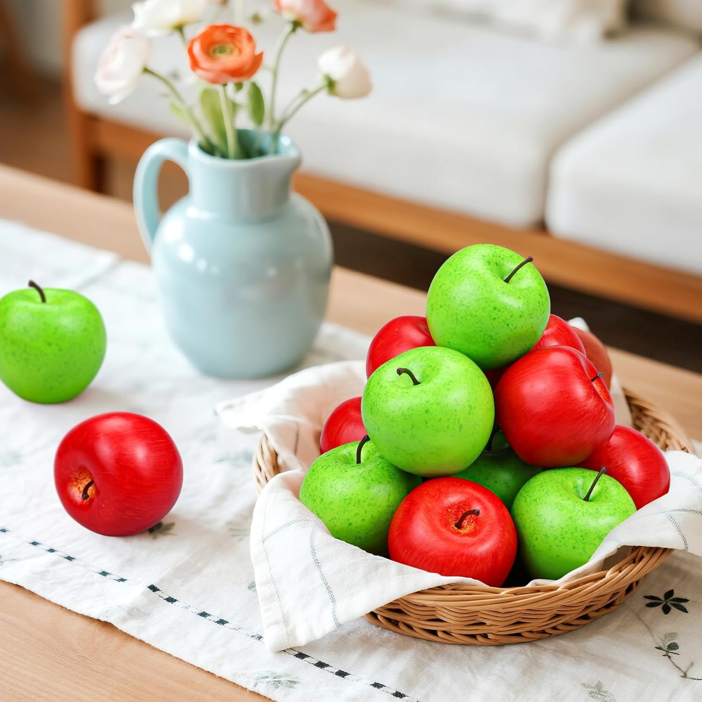 20 Pcs Fake Apples, Artificial Fruits Faux Red Apples for Home Decoration Christmas Party Lifelike Apple for Crafts, Fake Fruits for Kitchen Display Photography Prop, Red