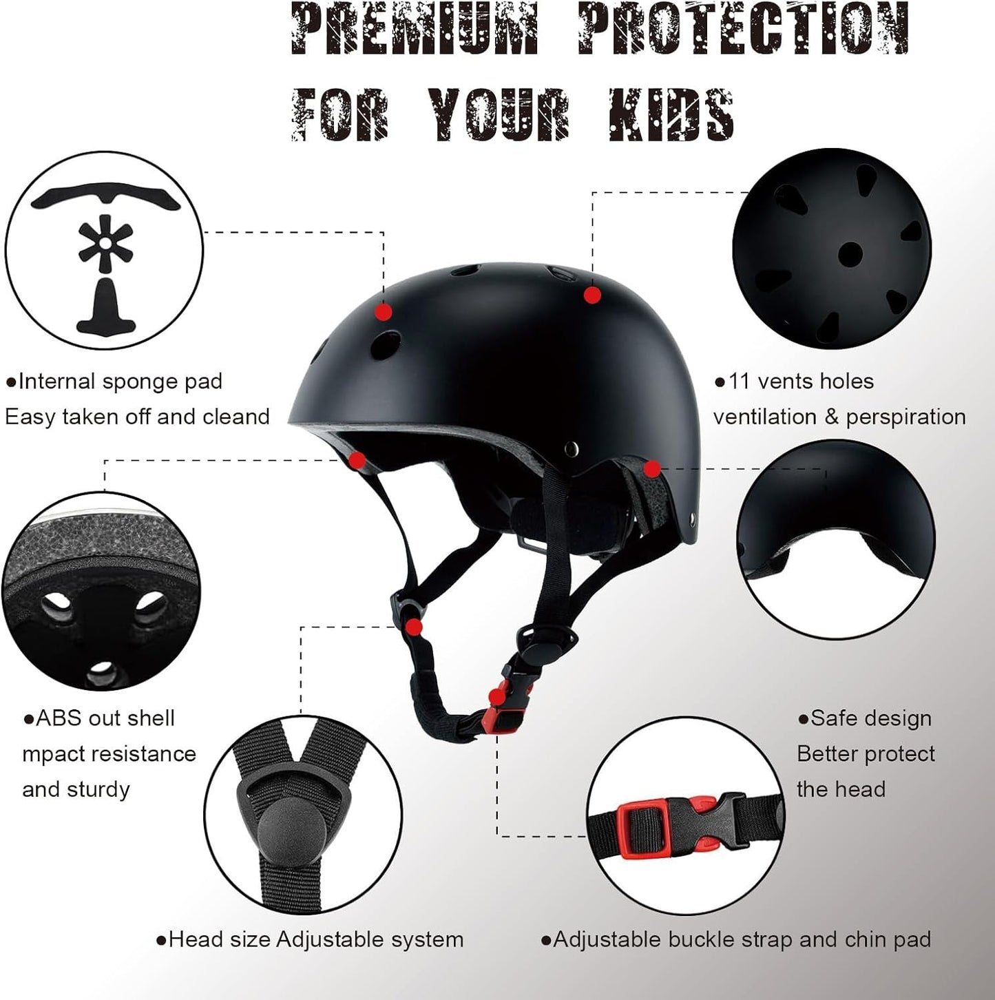 Kids Bike Helmet for Ages 3–16, Adjustable Multi-Sport Helmet for Toddler, Little Kid & Youth, Cycling, Skateboard & Scooter, CPSC & ASTM Certified, 11 Vents, Includes Drawstring Bag