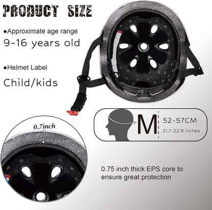 Kids Bike Helmet for Ages 3–16, Adjustable Multi-Sport Helmet for Toddler, Little Kid & Youth, Cycling, Skateboard & Scooter, CPSC & ASTM Certified, 11 Vents, Includes Drawstring Bag