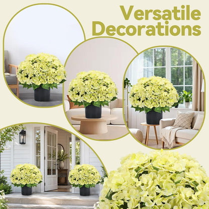 Artificial Hydrangea Flowers Outdoor, UV Resistant Faux Silk Hydrangea Bouquets for Porch Patio Garden Home Décor