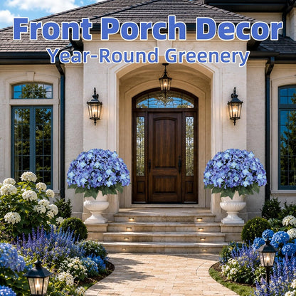 Artificial Hydrangea Flowers Outdoor, UV Resistant Faux Silk Hydrangea Bouquets for Porch Patio Garden Home Décor