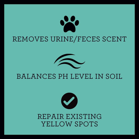 Outdoor Lawn Deodorizer & Restorer - Eliminates Dog, Puppy Feces and Urine Odors from Lawn, Yard, & Patio, Artificial Turf - Dog Urine Neutralizer for Lawns, Repairs & Prevents Yellow Spots