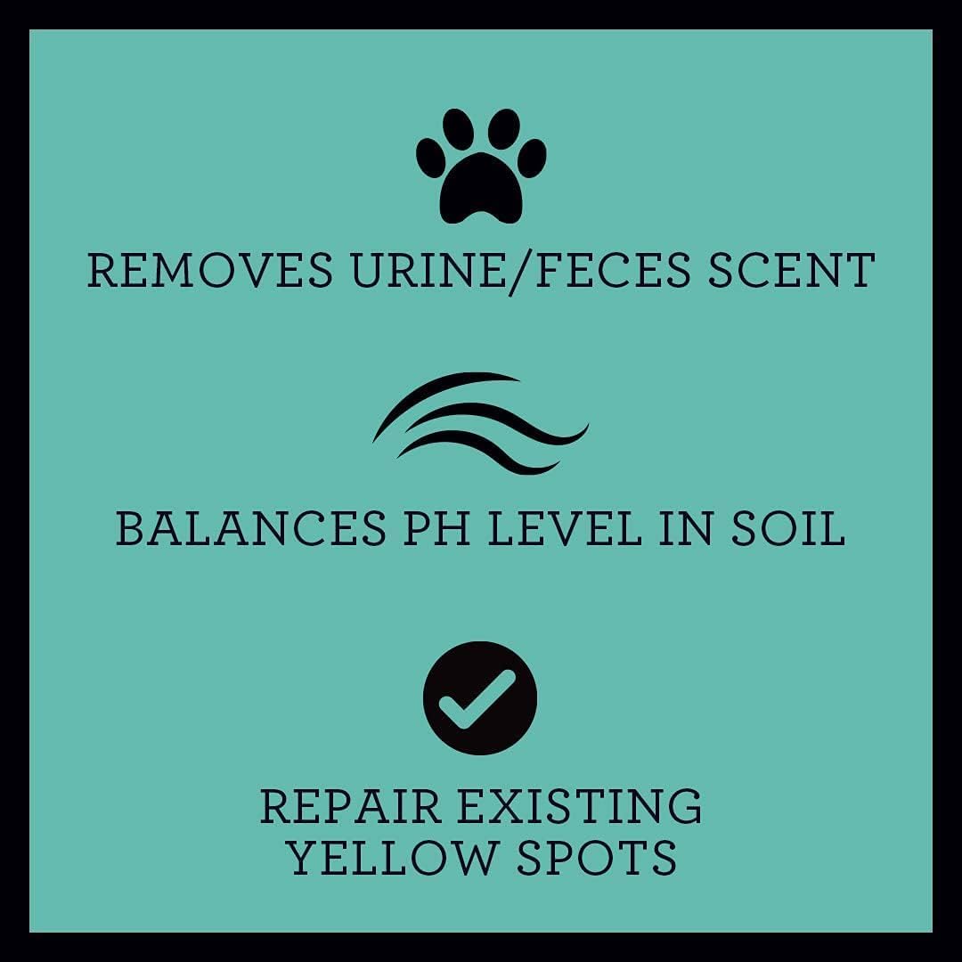 Outdoor Lawn Deodorizer & Restorer - Eliminates Dog, Puppy Feces and Urine Odors from Lawn, Yard, & Patio, Artificial Turf - Dog Urine Neutralizer for Lawns, Repairs & Prevents Yellow Spots