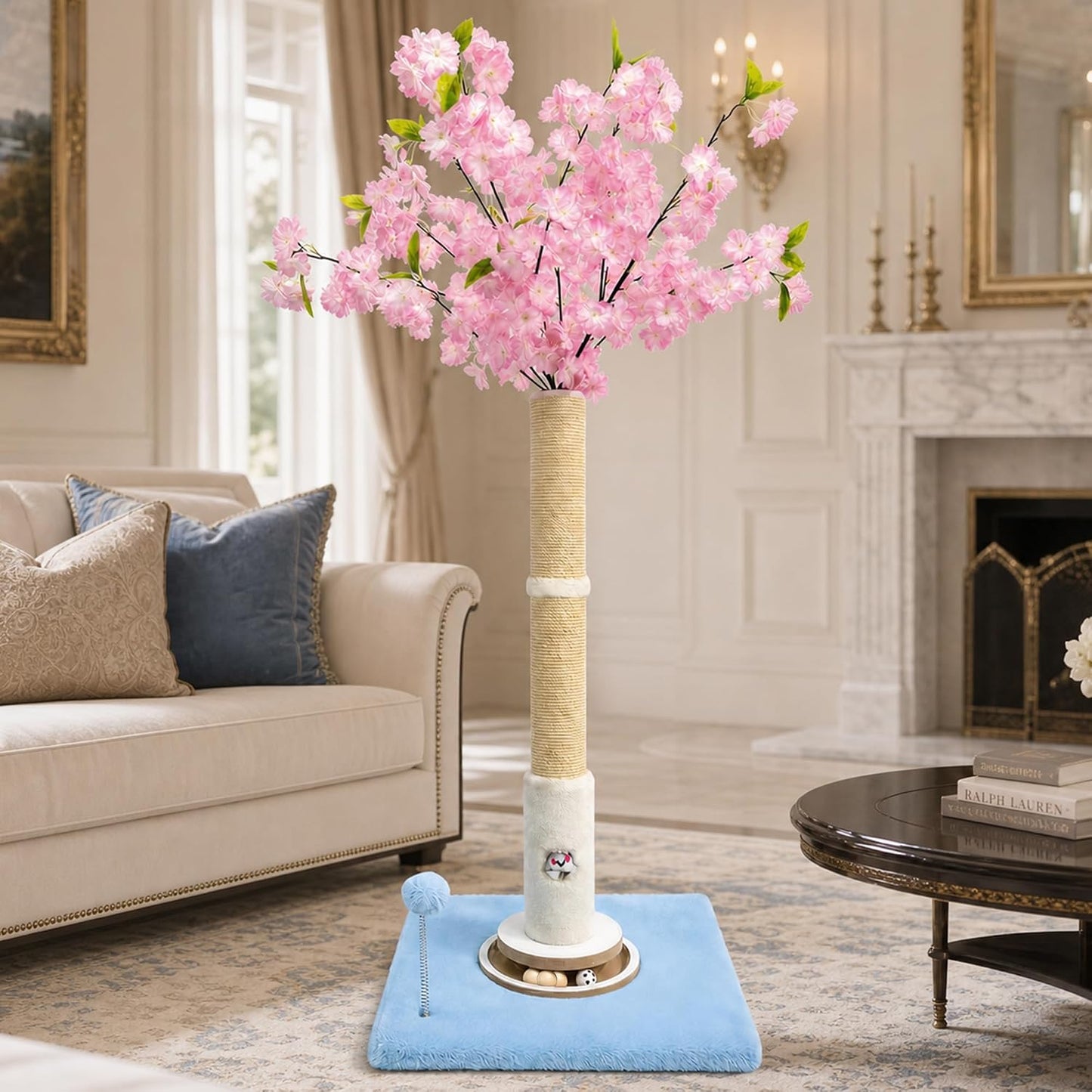 Scratching Post 35'', Pink Flower, Interactive Cat Toys for Indoor Kittens Adults Cats