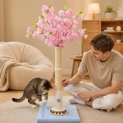 Scratching Post 35'', Pink Flower, Interactive Cat Toys for Indoor Kittens Adults Cats