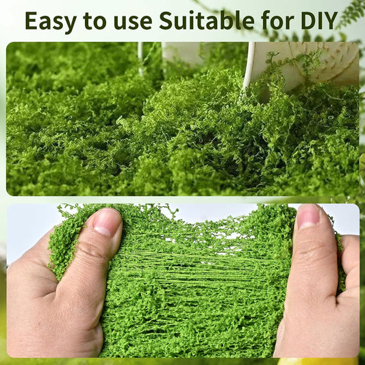 Fake Moss for Plants Indoor, 3.5OZ Dual-Color Artificial Moss for Crafts, Realistic Faux Moss for Terrariums, Fairy Gardens, Potted Plants, DIY Home Decor, Glass Jars, Light & Dark Green（100g）
