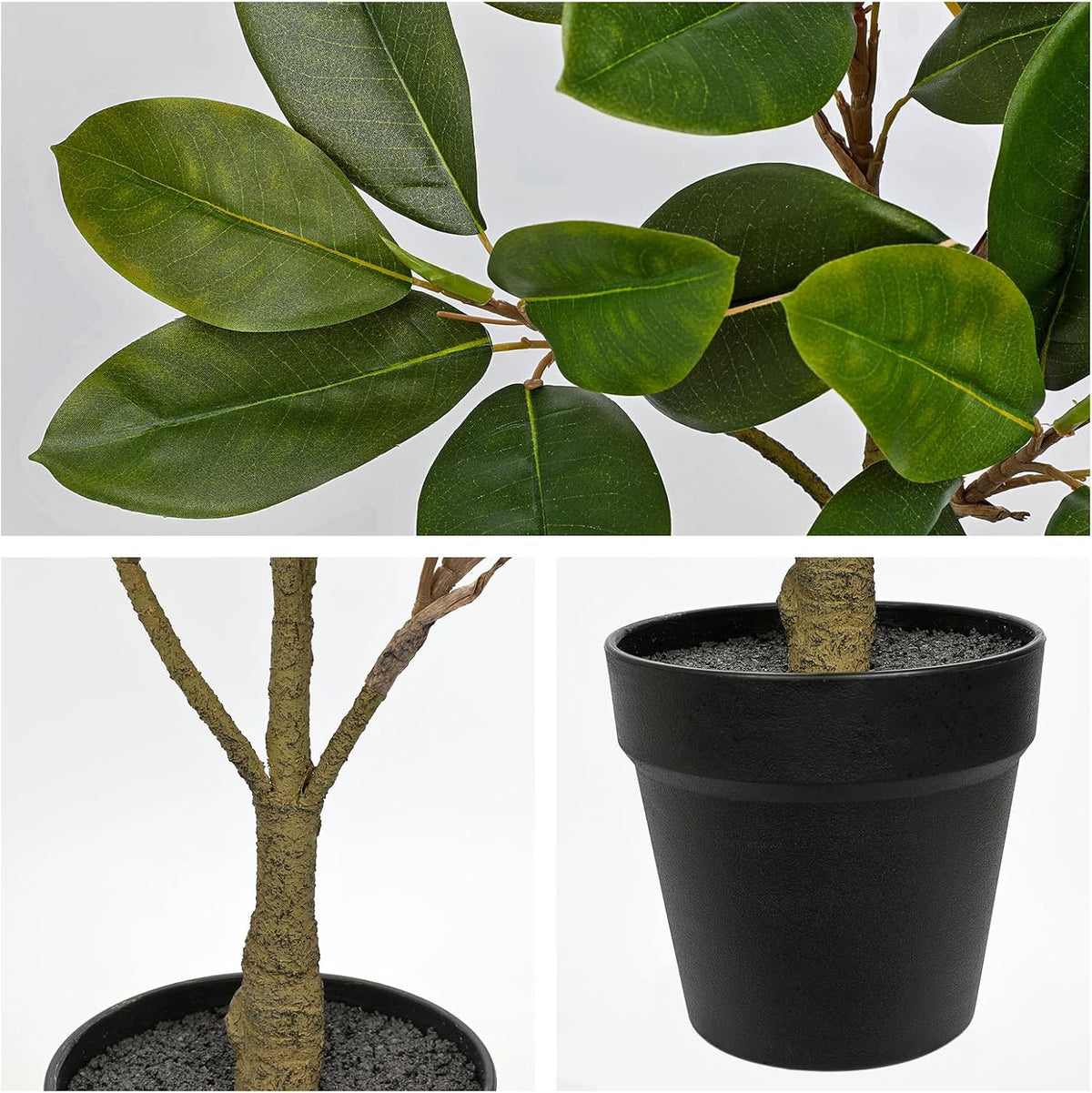 Artificial Magnolia Tree in Black Pot – 26.3in Tall Faux Magnolia Greenery Plant Fake Potted Silk Tree for Home Office Room Kitchen Outdoor Porch Décor