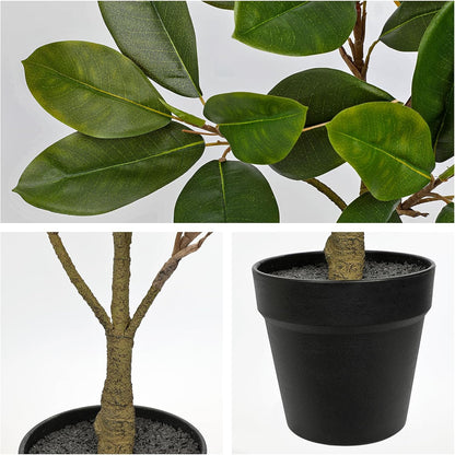 Artificial Magnolia Tree in Black Pot – 26.3in Tall Faux Magnolia Greenery Plant Fake Potted Silk Tree for Home Office Room Kitchen Outdoor Porch Décor