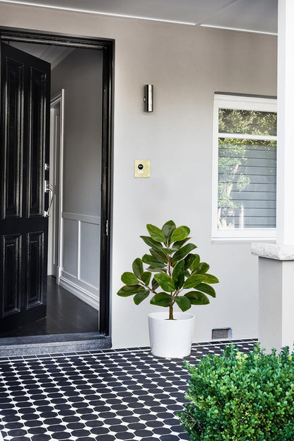 Artificial Magnolia Tree in Black Pot – 26.3in Tall Faux Magnolia Greenery Plant Fake Potted Silk Tree for Home Office Room Kitchen Outdoor Porch Décor