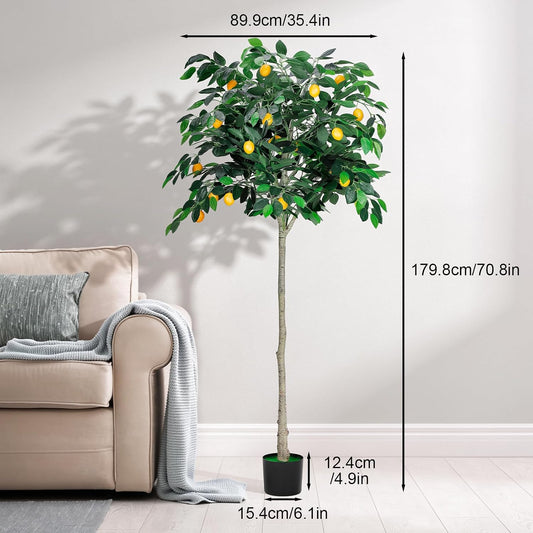 Sunexinlo 6FT Artificial Lemon Tree with Pot, Indoor Outdoor Home Decor