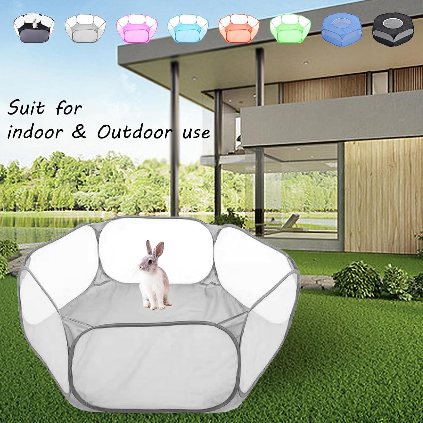Small Animals Playpen, Portable Pop-up Open Interactive Pet Tent, Indoor Outdoor Fence for Rabbits, Guinea Pig, Hamster, Chinchillas, Kittens, Puppies