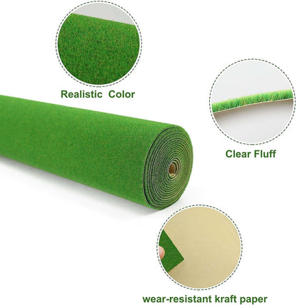 Artificial Model Grass Mat Trains Green 40x200cm or 15.7‘’ x 78'' for Decoration Craft Scenery Model DIY CP2137 (Green)