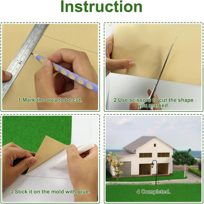 Artificial Model Grass Mat Trains Green 40x200cm or 15.7‘’ x 78'' for Decoration Craft Scenery Model DIY CP2137 (Green)