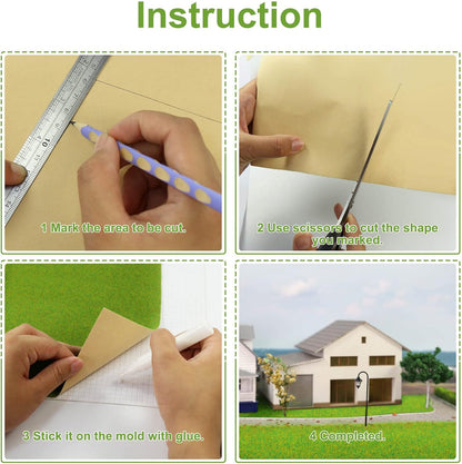Artificial Model Grass Mat Trains Green 40x200cm or 15.7‘’ x 78'' for Decoration Craft Scenery Model DIY CP2137 (Green)