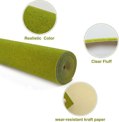Artificial Model Grass Mat Trains Green 40x200cm or 15.7‘’ x 78'' for Decoration Craft Scenery Model DIY CP2137 (Green)