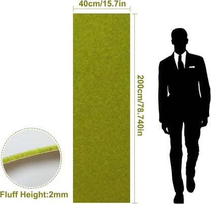 Artificial Model Grass Mat Trains Green 40x200cm or 15.7‘’ x 78'' for Decoration Craft Scenery Model DIY CP2137 (Green)
