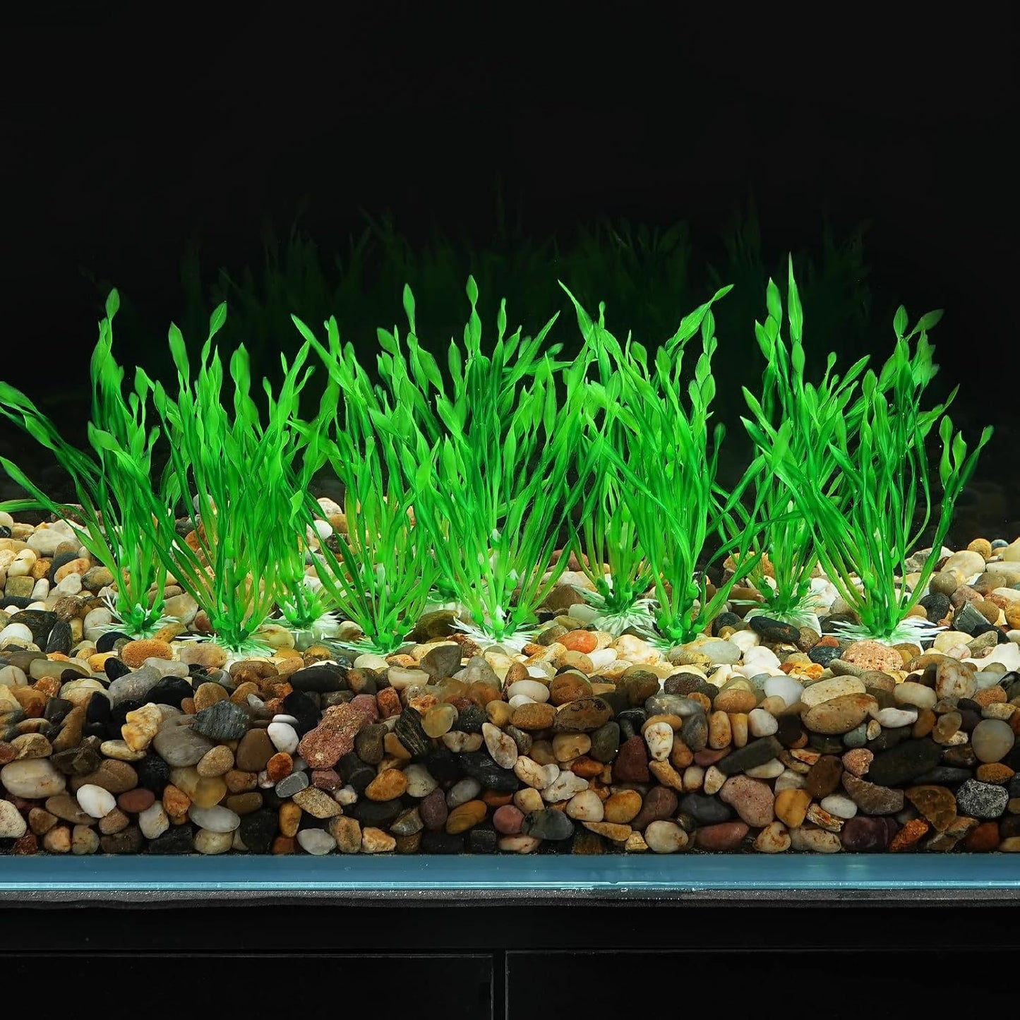 Fish Tank Artificial Plants, Aquarium Plastic Seaweed Decorations, 11.75Inch Tall Fake Green Accessories, 10 Packs