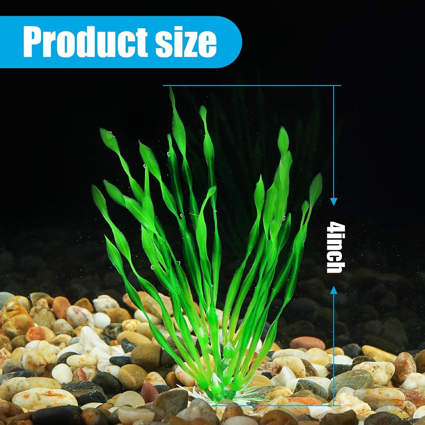 Fish Tank Artificial Plants, Aquarium Plastic Seaweed Decorations, 11.75Inch Tall Fake Green Accessories, 10 Packs
