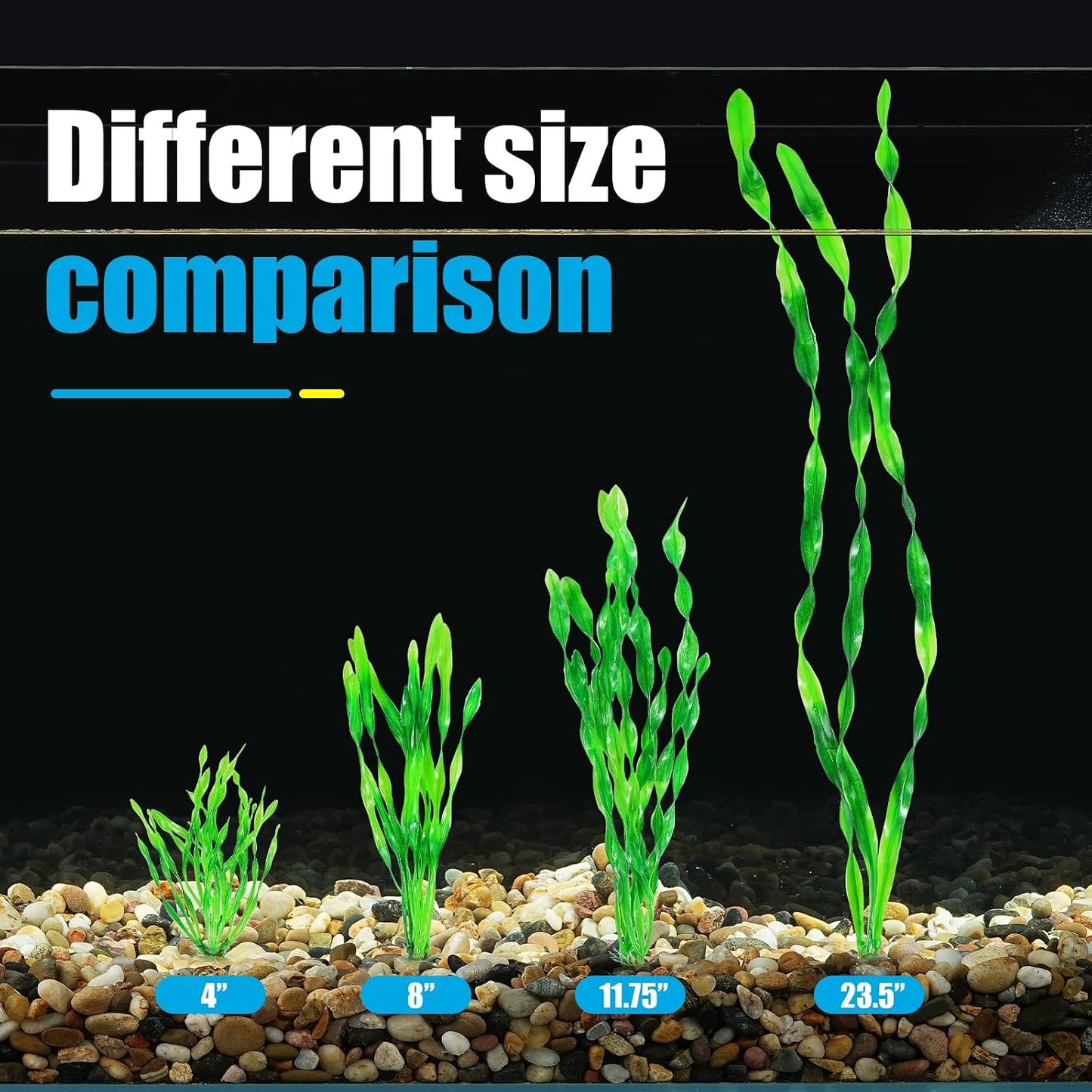 Fish Tank Artificial Plants, Aquarium Plastic Seaweed Decorations, 11.75Inch Tall Fake Green Accessories, 10 Packs
