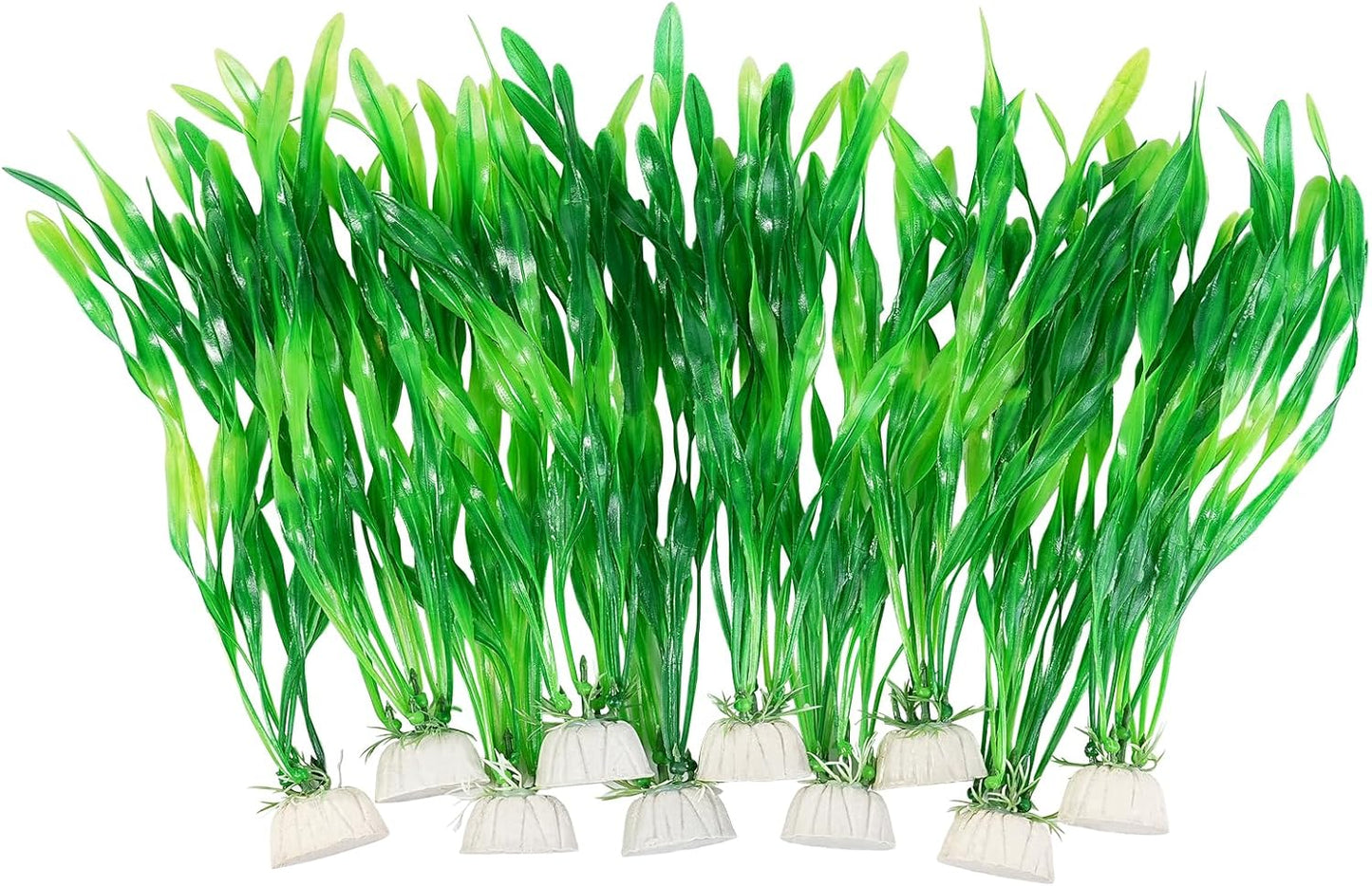 Fish Tank Artificial Plants, Aquarium Plastic Seaweed Decorations, 11.75Inch Tall Fake Green Accessories, 10 Packs