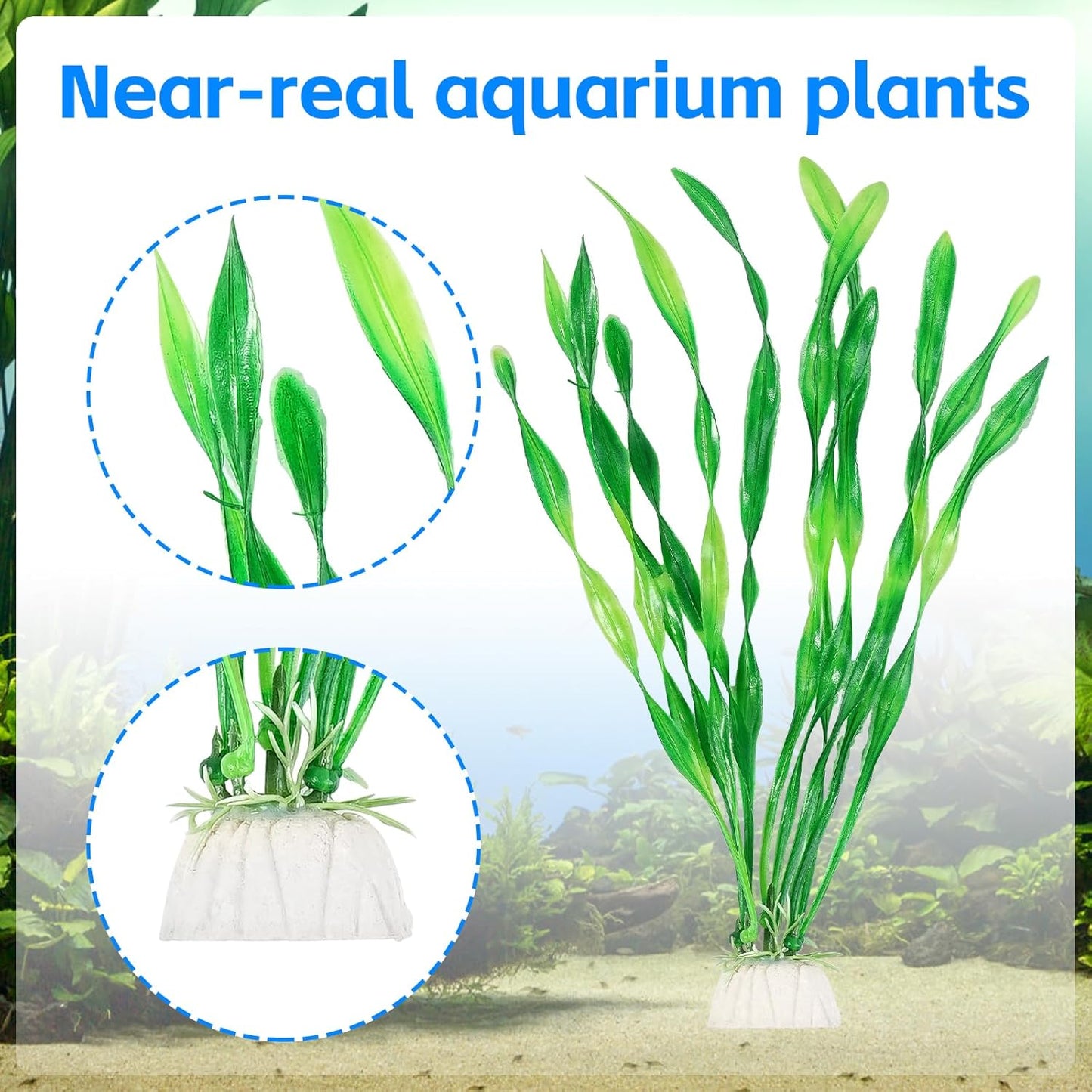Fish Tank Artificial Plants, Aquarium Plastic Seaweed Decorations, 11.75Inch Tall Fake Green Accessories, 10 Packs