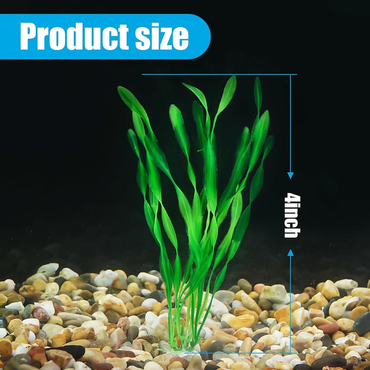 Fish Tank Artificial Plants, Aquarium Plastic Seaweed Decorations, 11.75Inch Tall Fake Green Accessories, 10 Packs