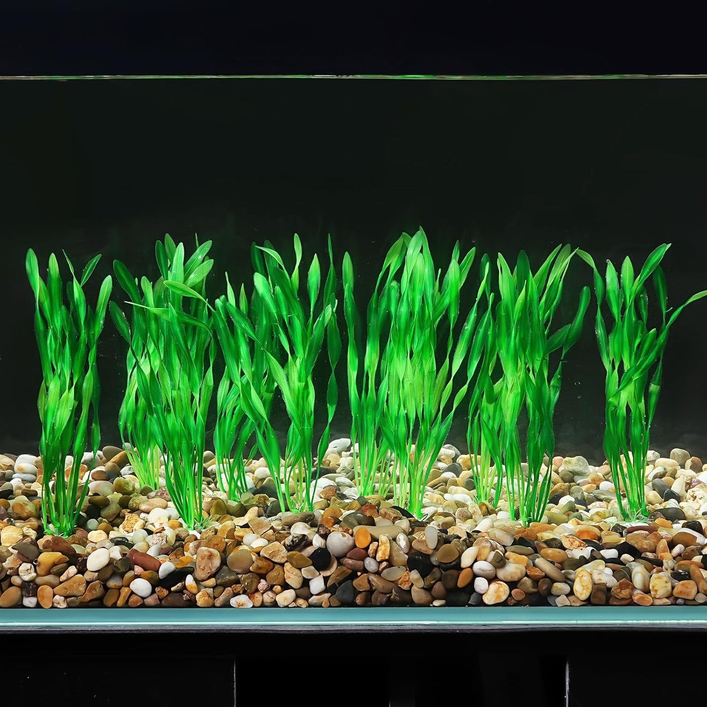 Fish Tank Artificial Plants, Aquarium Plastic Seaweed Decorations, 11.75Inch Tall Fake Green Accessories, 10 Packs