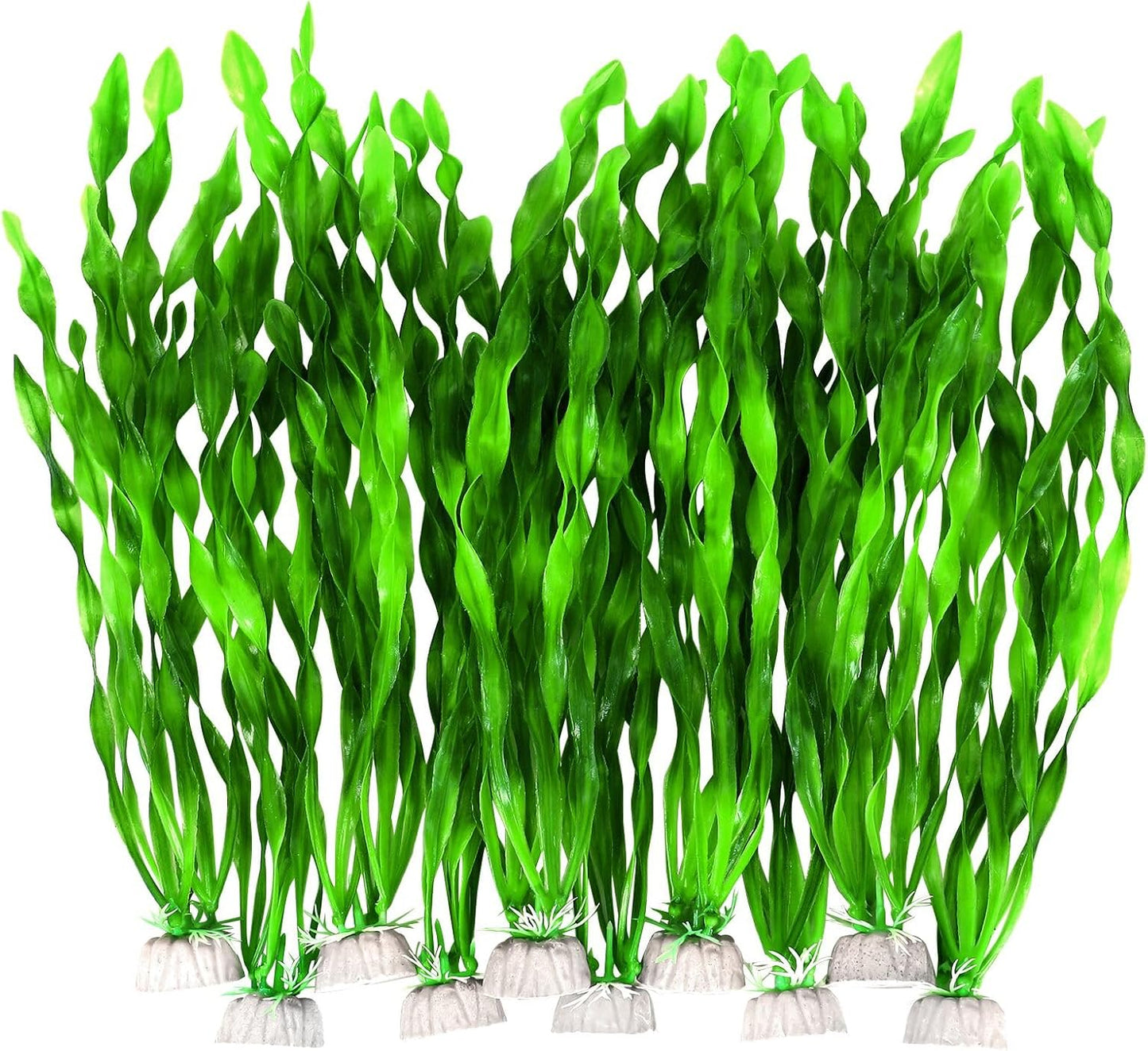 Fish Tank Artificial Plants, Aquarium Plastic Seaweed Decorations, 11.75Inch Tall Fake Green Accessories, 10 Packs