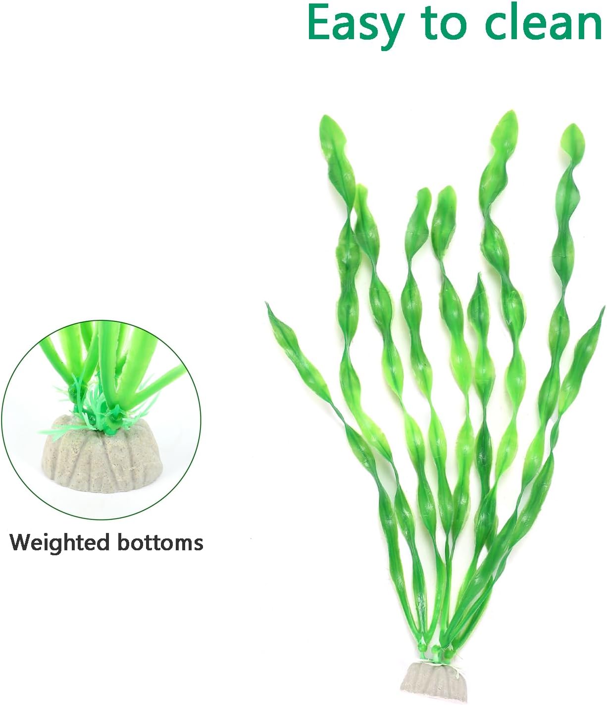 Fish Tank Artificial Plants, Aquarium Plastic Seaweed Decorations, 11.75Inch Tall Fake Green Accessories, 10 Packs