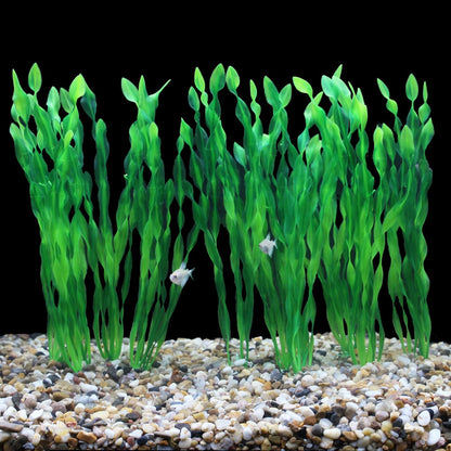 Fish Tank Artificial Plants, Aquarium Plastic Seaweed Decorations, 11.75Inch Tall Fake Green Accessories, 10 Packs