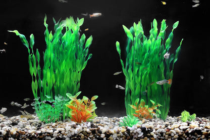 Fish Tank Artificial Plants, Aquarium Plastic Seaweed Decorations, 11.75Inch Tall Fake Green Accessories, 10 Packs