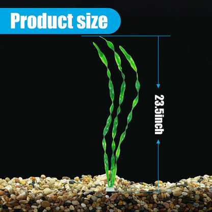 Fish Tank Artificial Plants, Aquarium Plastic Seaweed Decorations, 11.75Inch Tall Fake Green Accessories, 10 Packs