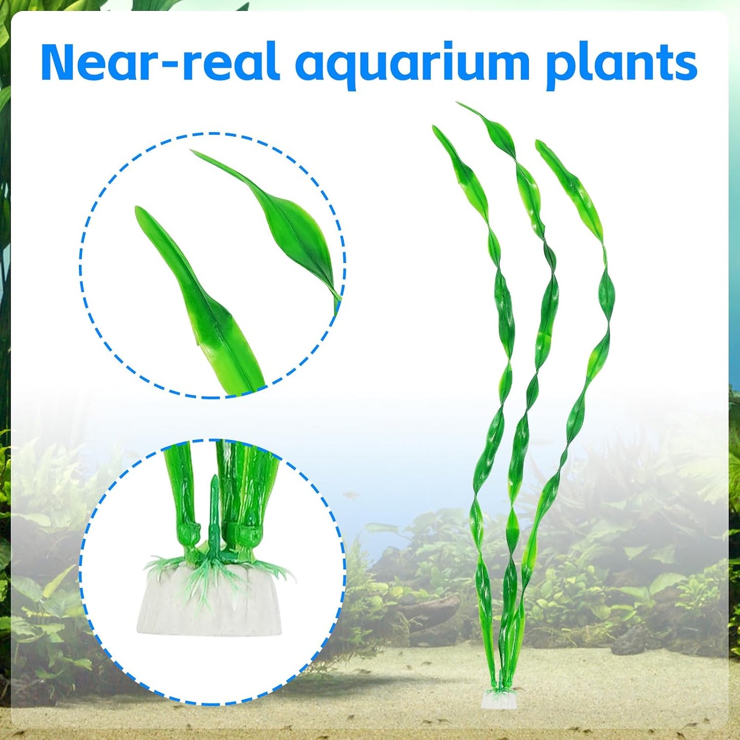 Fish Tank Artificial Plants, Aquarium Plastic Seaweed Decorations, 11.75Inch Tall Fake Green Accessories, 10 Packs