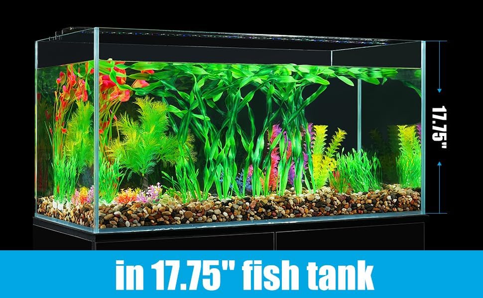 Fish Tank Artificial Plants, Aquarium Plastic Seaweed Decorations, 11.75Inch Tall Fake Green Accessories, 10 Packs