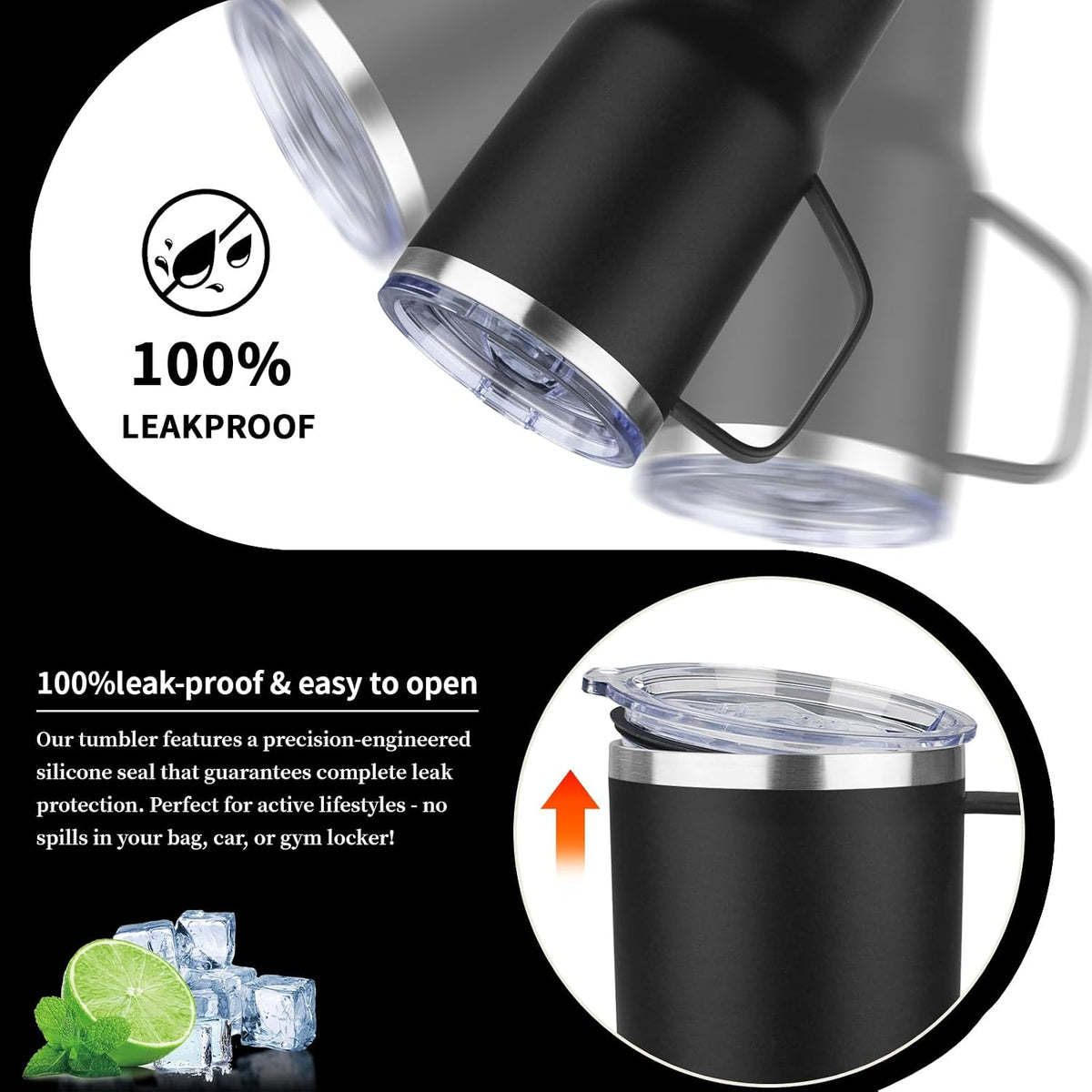 20oz Insulated Tumbler with Handle Stainless Steel Travel Coffee Mug with Lid and Straw Double Wall Vacuum Leak-proof Reusable Thermal Water Cup for Hot and Cold Drinks (Yellow)